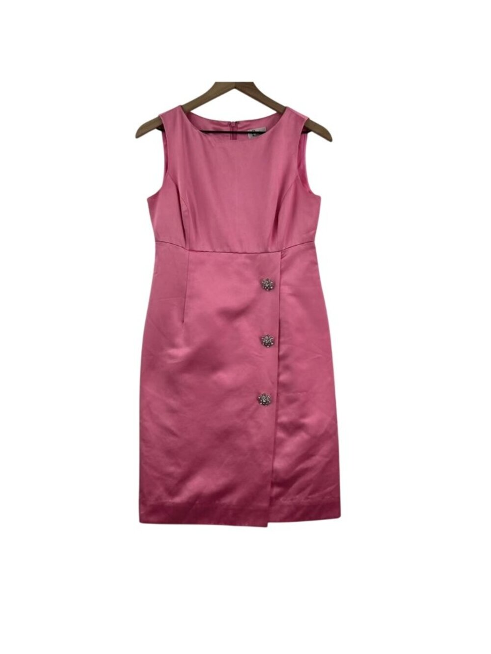 Vintage Lilly Pulitzer Dress Women's Size 2 Pink Satin Sleeveless Jewel Accent